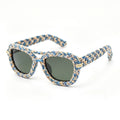 Coastal Blue & Sand Braided Statement Sunglasses