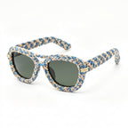 Coastal Blue & Sand Braided Statement Sunglasses