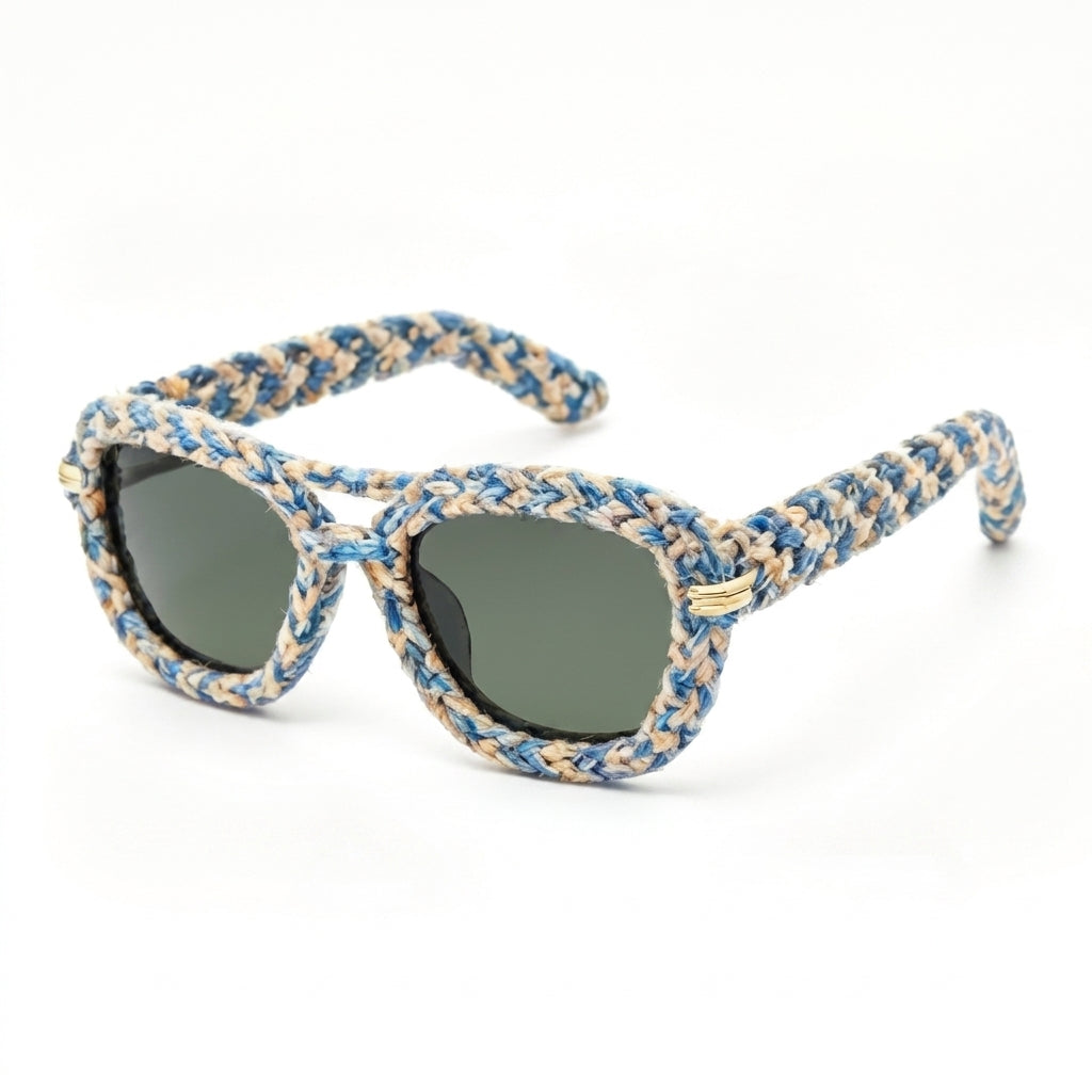 Coastal Blue & Sand Braided Statement Sunglasses