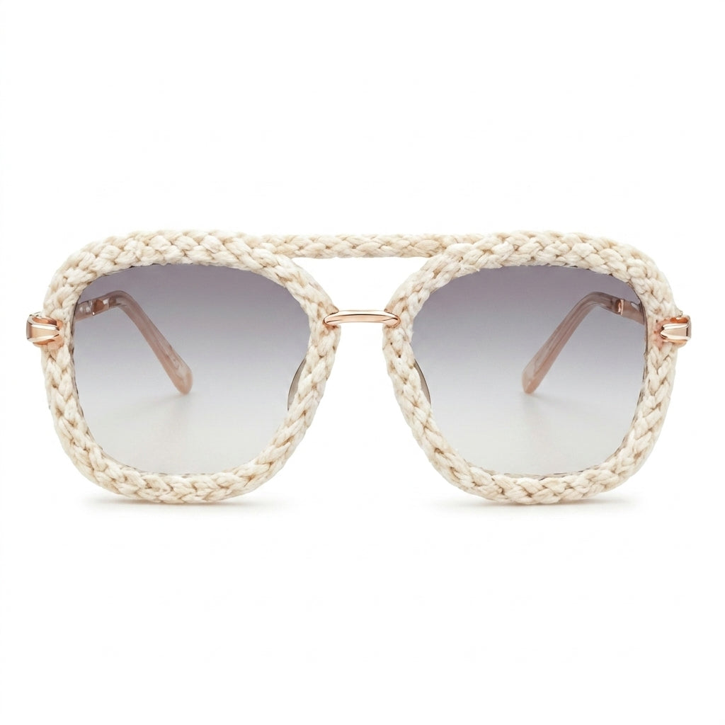 Ivory Braided Aviator Statement Sunglasses