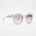 Ivory Lace-Knit Statement Sunglasses