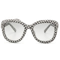 Monochrome Houndstooth Knit Statement Sunglasses
