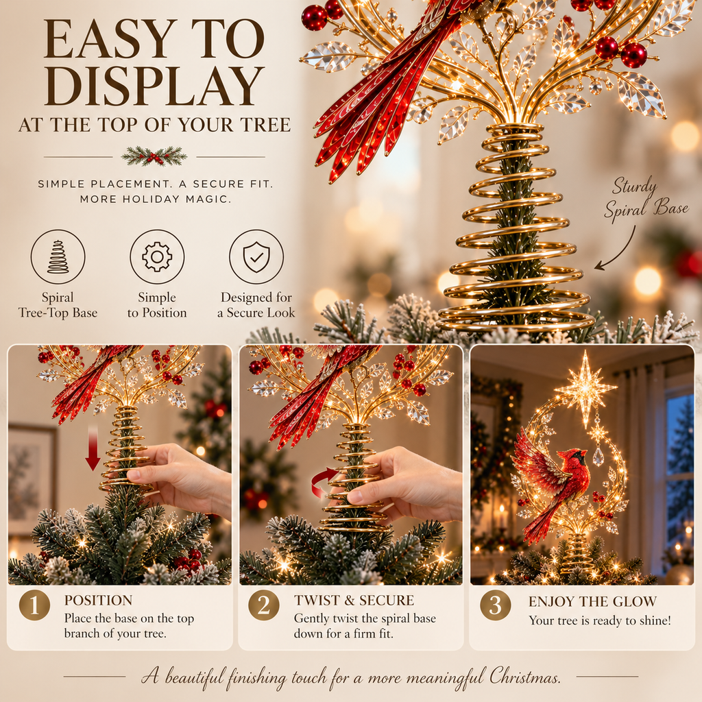 🐦Cardinal Heaven's Light Tree Topper🌟