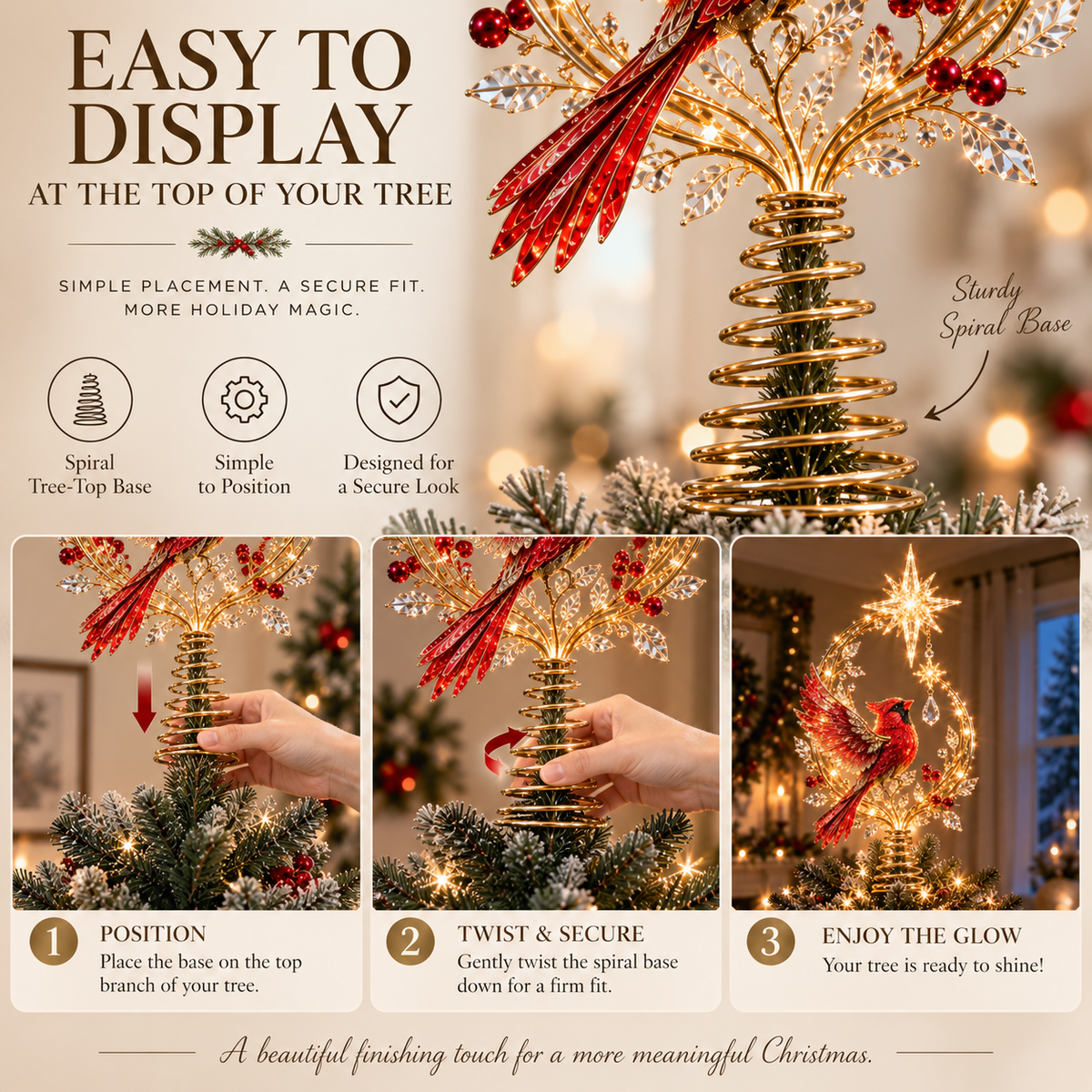 🐦Cardinal Heaven's Light Tree Topper🌟