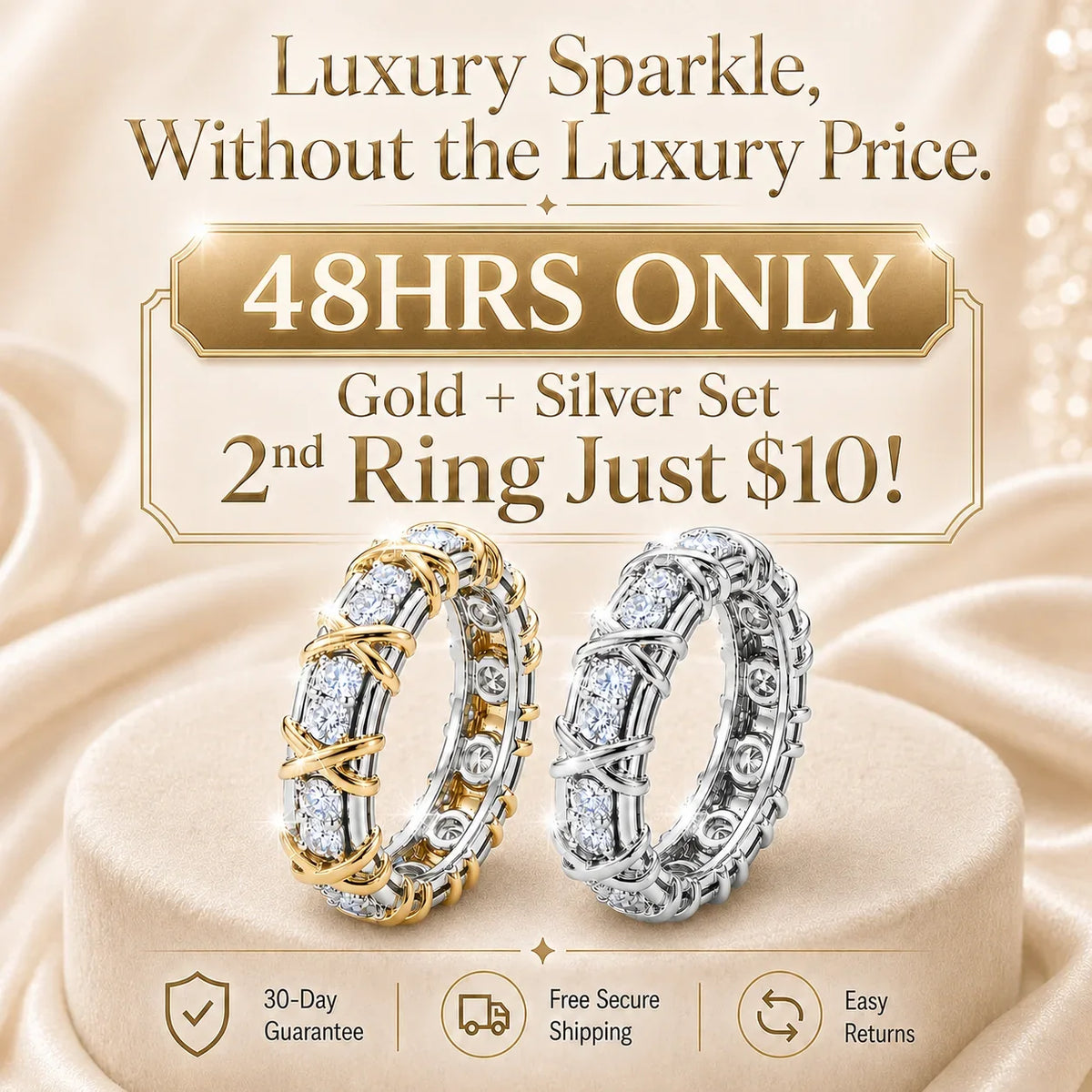 🔥 LAST DAY 90% OFF: The Artisan "XO" Two-Tone Band: Lab-Grown Brilliance That Passes the Diamond Test💎