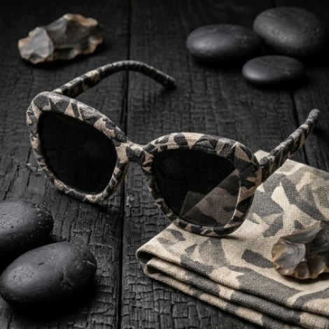Cerulean & Gold Chevron Woven Sunglasses