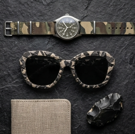 Cerulean & Gold Chevron Woven Sunglasses