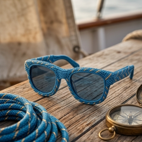 Cerulean & Gold Chevron Woven Sunglasses