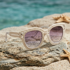 Ivory Lace-Knit Statement Sunglasses