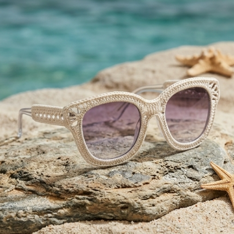 Ivory Lace-Knit Statement Sunglasses
