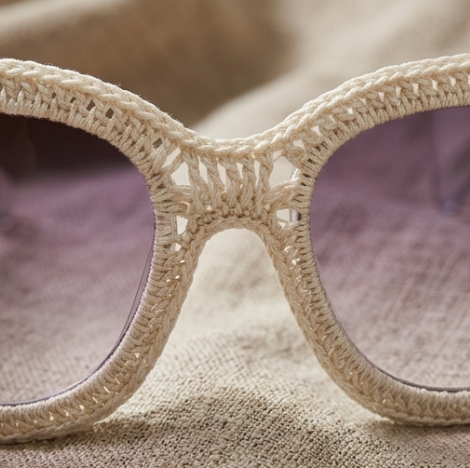 Ivory Lace-Knit Statement Sunglasses