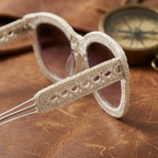 Ivory Lace-Knit Statement Sunglasses