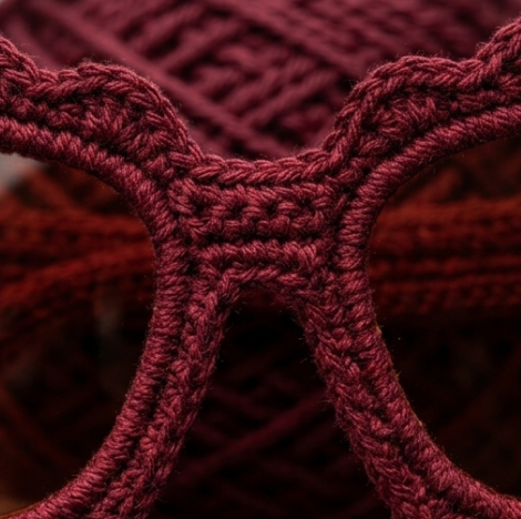 Burgundy Scalloped Knit Statement Sunglasses