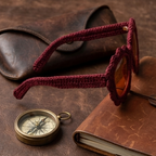Burgundy Scalloped Knit Statement Sunglasses