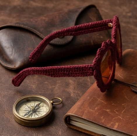 Burgundy Scalloped Knit Statement Sunglasses