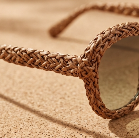 Caramel Woven Rattan Statement Sunglasses