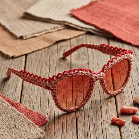Crimson & Ivory Scalloped Woven Sunglasses