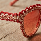 Crimson & Ivory Scalloped Woven Sunglasses