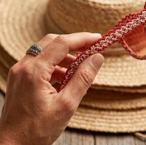 Crimson & Ivory Scalloped Woven Sunglasses