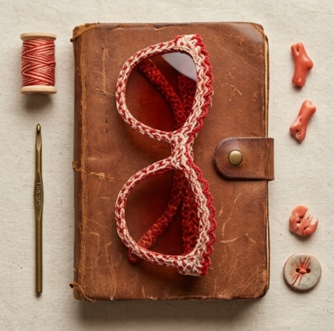 Crimson & Ivory Scalloped Woven Sunglasses