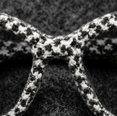 Monochrome Houndstooth Knit Statement Sunglasses