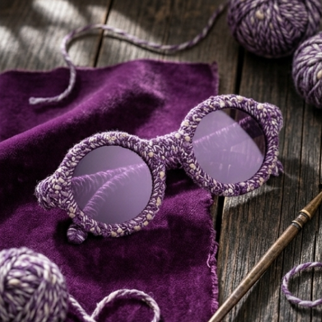 Amethyst Marled Knit Round Sunglasses