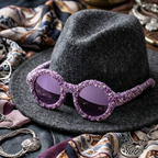 Amethyst Marled Knit Round Sunglasses