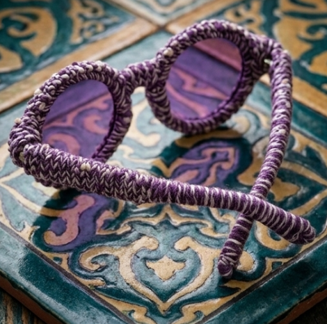 Amethyst Marled Knit Round Sunglasses