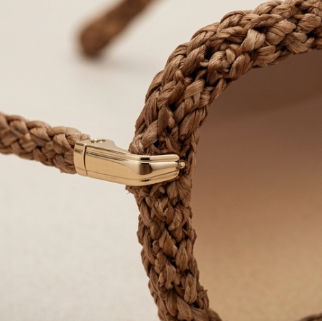 Caramel Braided Aviator Statement Sunglasses