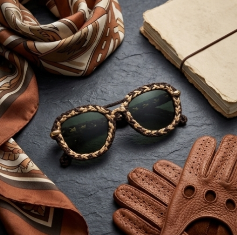 Espresso & Natural Braided Statement Sunglasses