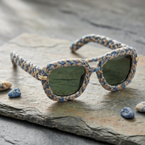 Coastal Blue & Sand Braided Statement Sunglasses