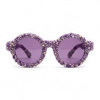 Amethyst Marled Knit Round Sunglasses