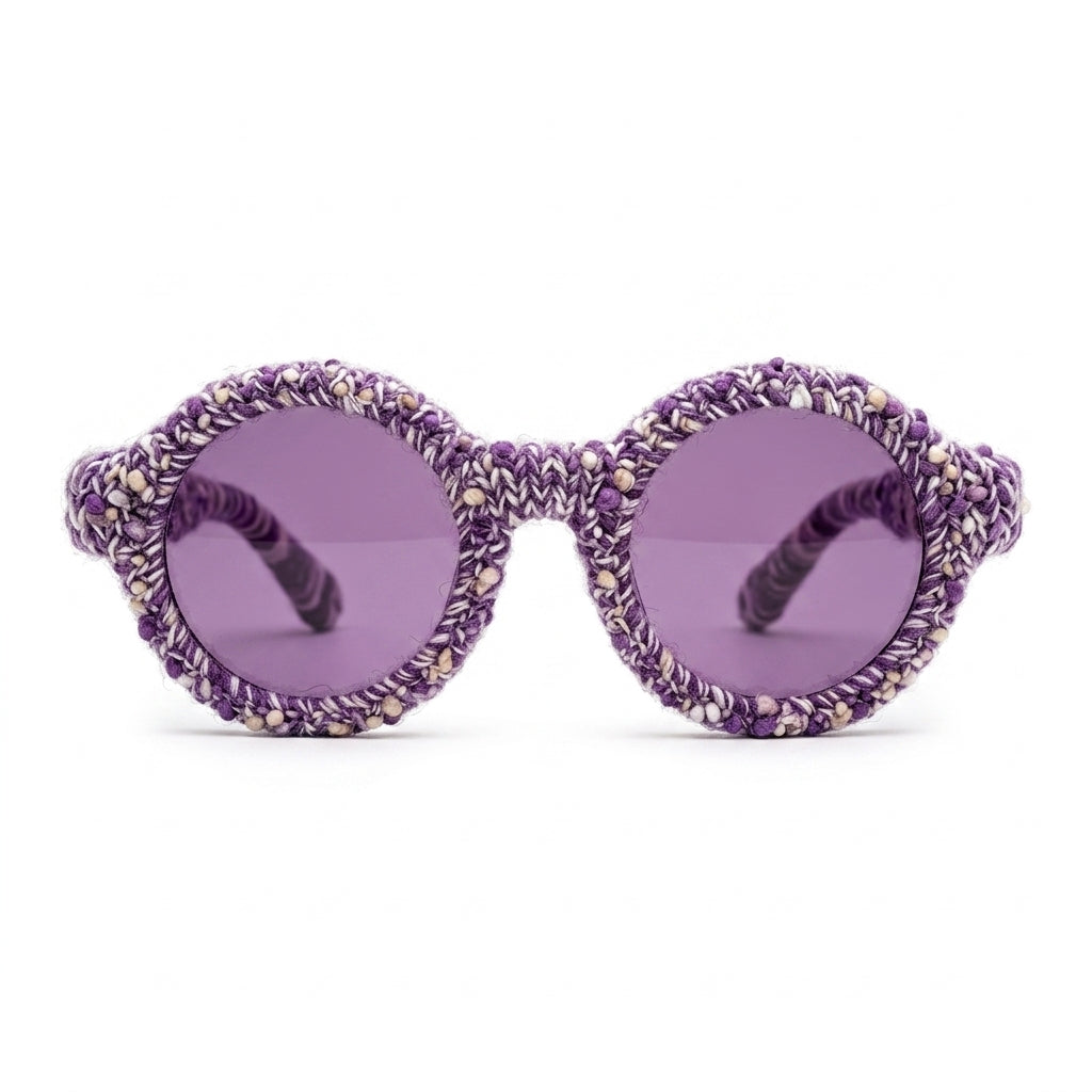 Amethyst Marled Knit Round Sunglasses