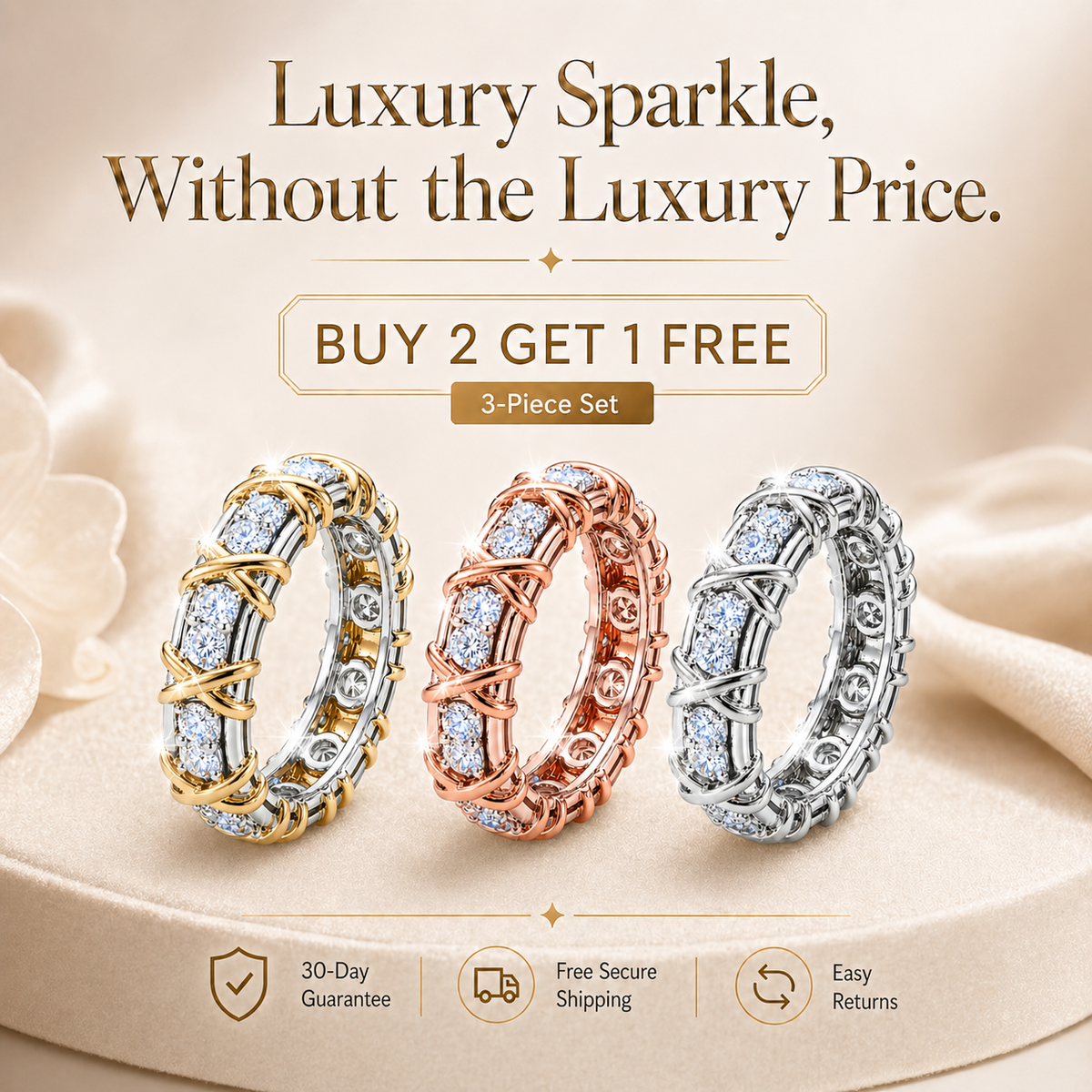 🔥 LAST DAY 90% OFF: The Artisan "XO" Two-Tone Band: Lab-Grown Brilliance That Passes the Diamond Test💎