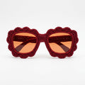 Burgundy Scalloped Knit Statement Sunglasses