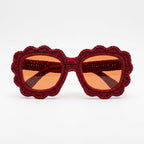Burgundy Scalloped Knit Statement Sunglasses